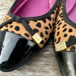 Coach Poppy Kudos calf hair patent leather animal print ballet flats